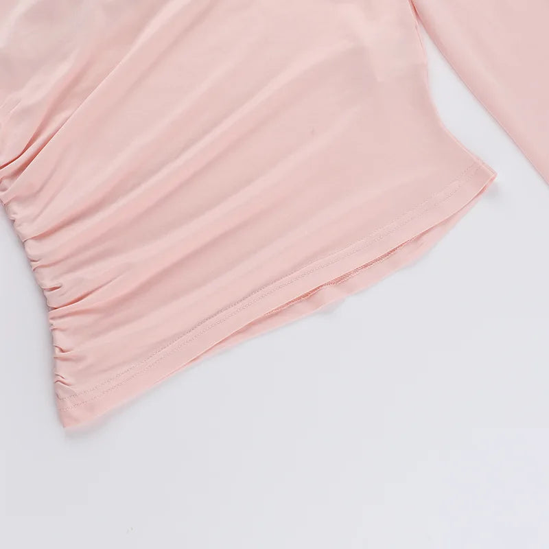 סט 3 חלקים חצאית מיני חולצה וגוזייה צמוד בעיטור כיסים - פרל