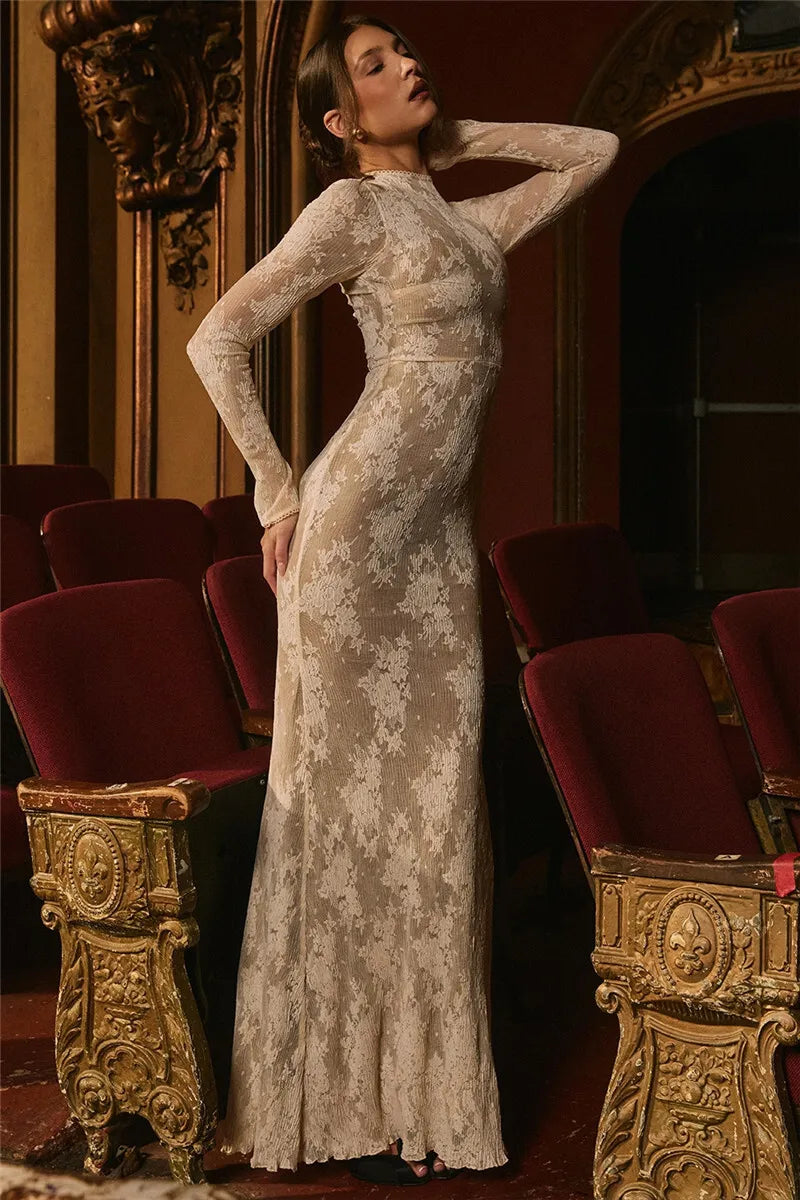 שמלת מקסי תחרה צנועה תחתית אטומה - ארבל