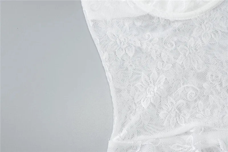 סט תחרה שני חלקים טופ גופיה וחצאית מקסי - מישל