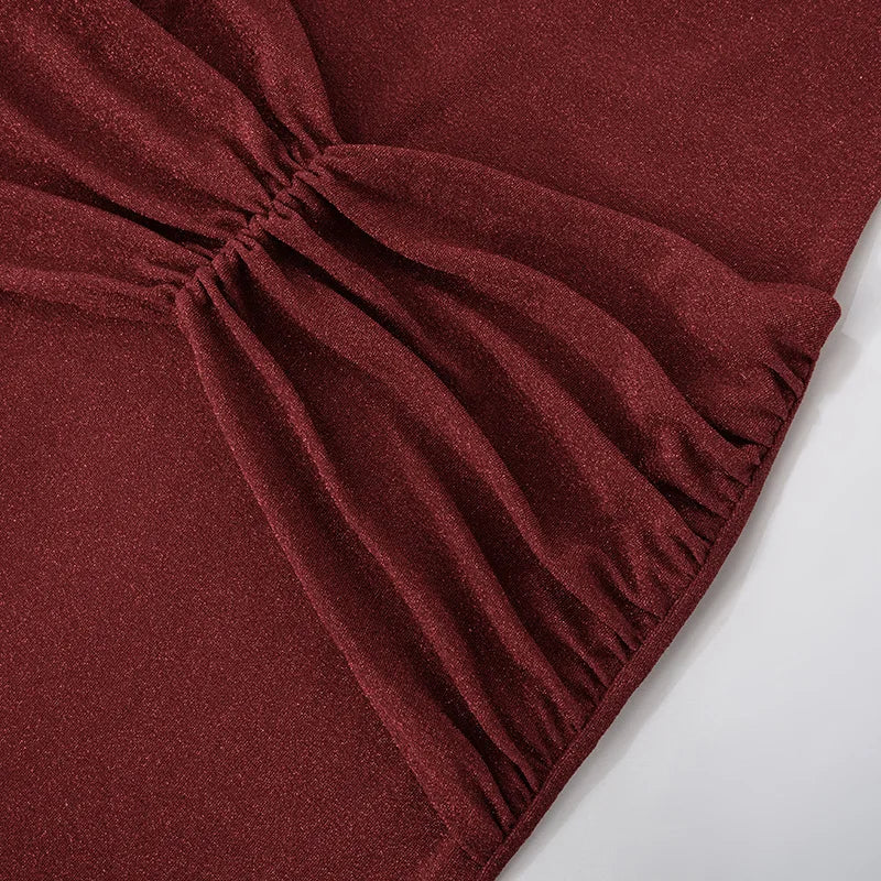 שמלת מקסי סטרפלס נצנצים בעיצוב כיווצים - Harlee