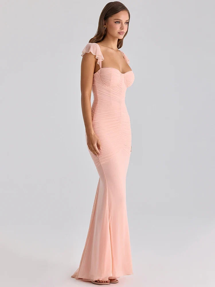Chiffon ruched maxi dress - Lilin