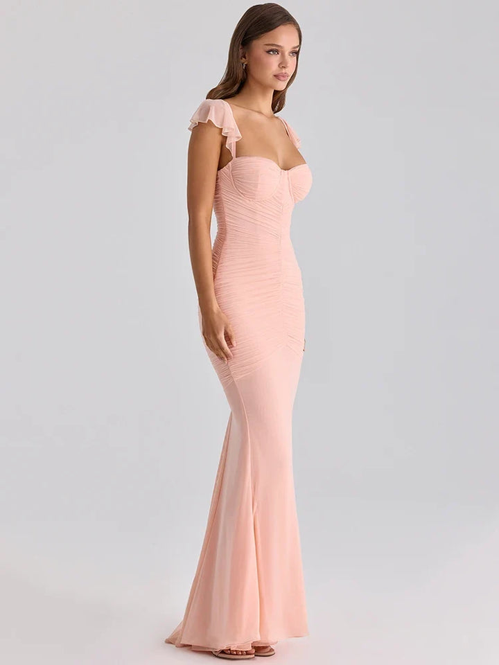Chiffon ruched maxi dress - Lilin