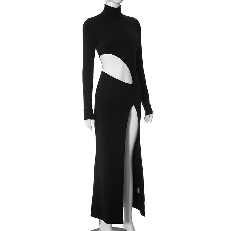 שמלת ערב מקסי גולף שסע עמוק בעיצוב פתחים - אלאי