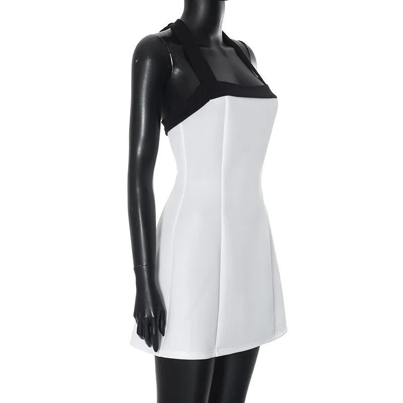 שמלת מיני אלגנטית קשירה בצוואר גב פתוח - אנה אל