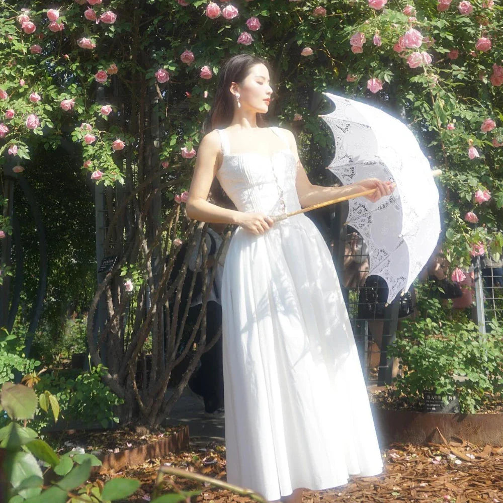 שמלת מידי סטייל כפרי בגזרת A בעיצוב קשירה - SUNRISE