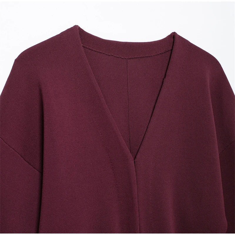 סט שני חלקים סרוג קרדיגן סגירת סיכות וחצאית מיני - ביאטריס