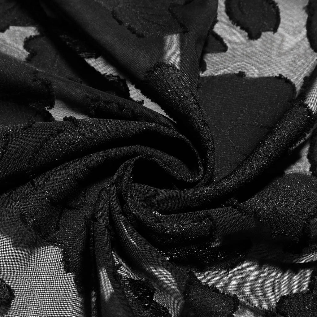 שמלת מיני שיפון בגזרת A בעיטור רקמת איורי פרחים בעיצוב קשירה בגב להצמדה במותן - Allyson