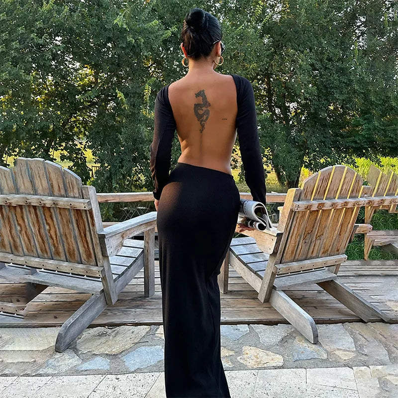 סט סרוג שני חלקים חצאית מקסי וחולצת טופ - מורין