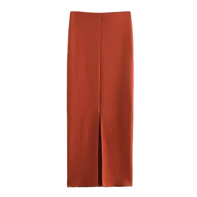 סט שני חלקים סרוג ווסט כפתורים וחצאית מקסי - פולינה