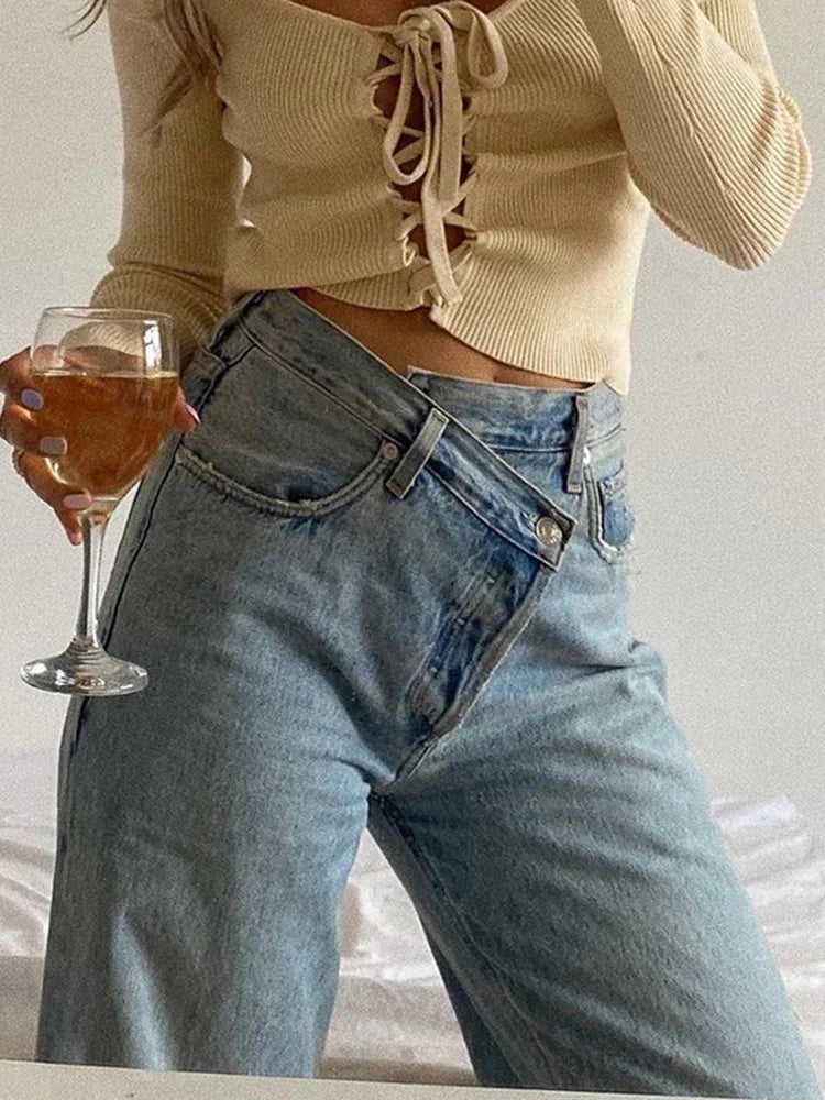 ג'ינס גזרה גבוהה- צ'רי