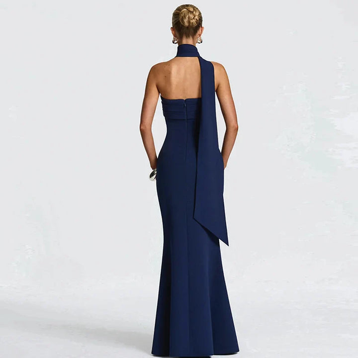 Strapless maxi dress with scarf decoration - MAROM