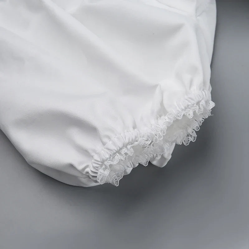 שמלת מידי בעיצוב כפרי שרוולים נפוחים בעיטור תחרה - רוזי