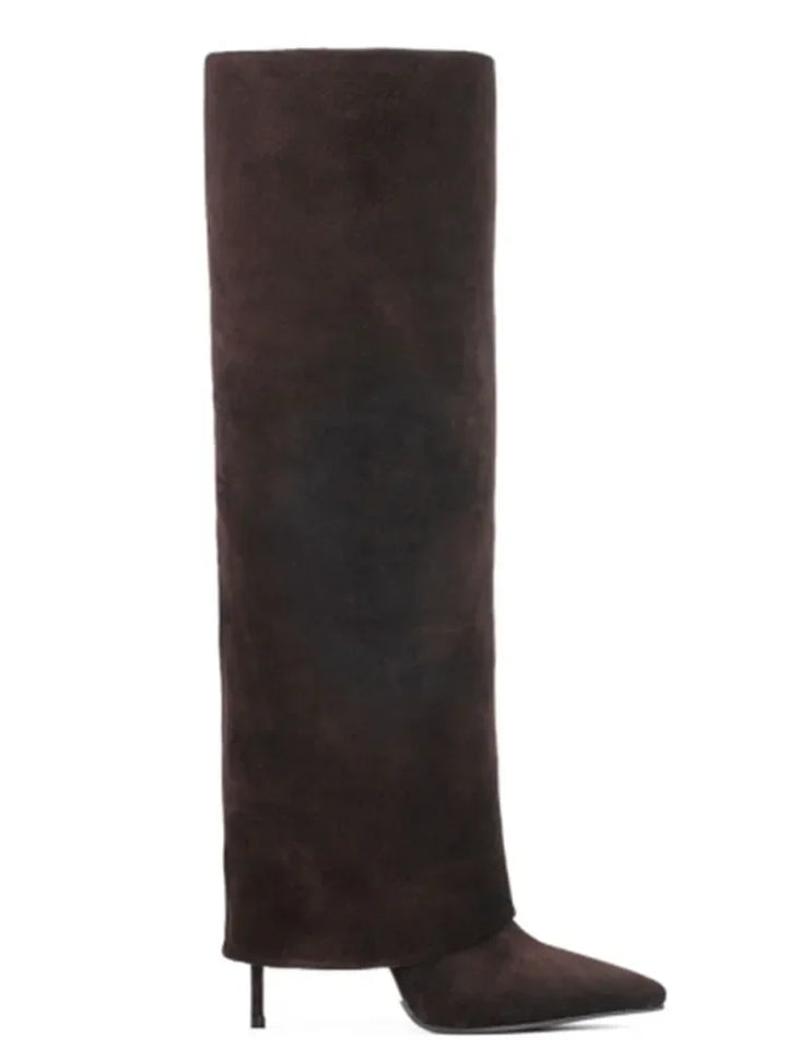 Genuine leather/imitation leather high pointed heel boots - Amaya