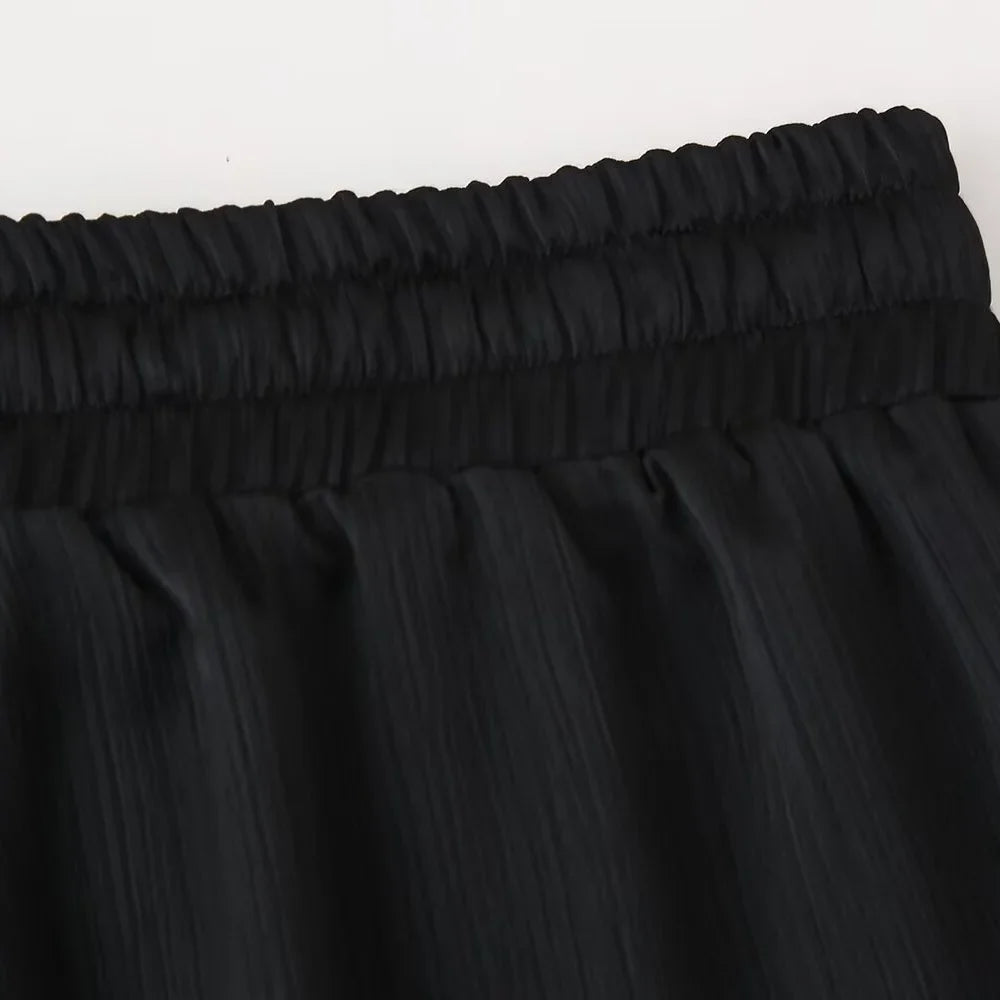 חליפת שני חלקים בד קרפ מבריק נעים מכנסיים ארוכים ובלייזר - ריקה