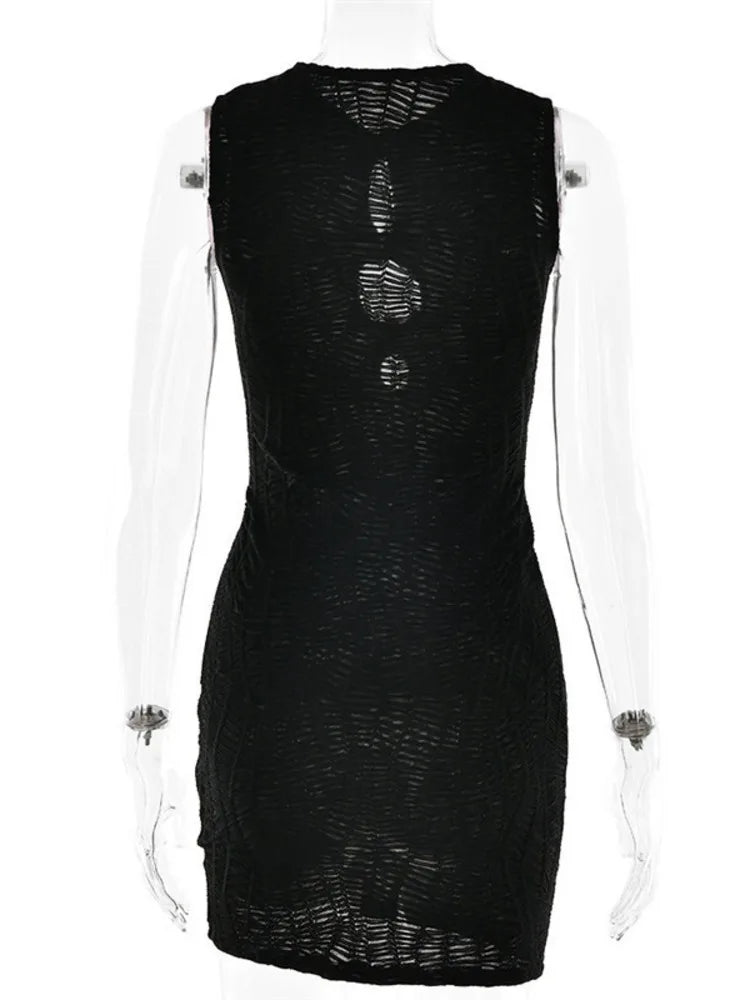 שמלת מיני רשת סרוגה בעיטור אבזמים - ריצ'י