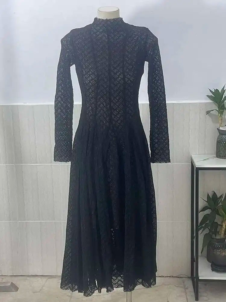 שמלת מקסי ערב יוקרתית בעיצוב ארוג בגזרת A - ליבי