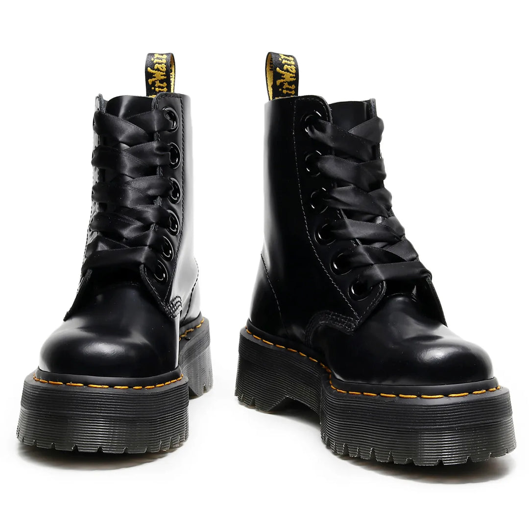Satin lace-up leather boots - Winnie
