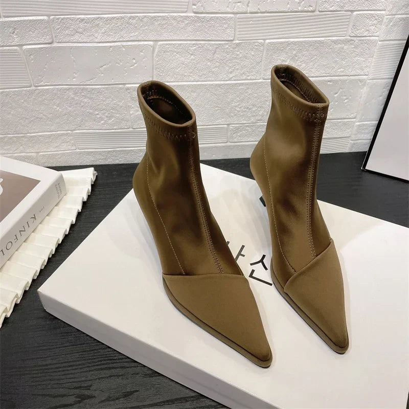 Silk satin pointed toe boots - Liran