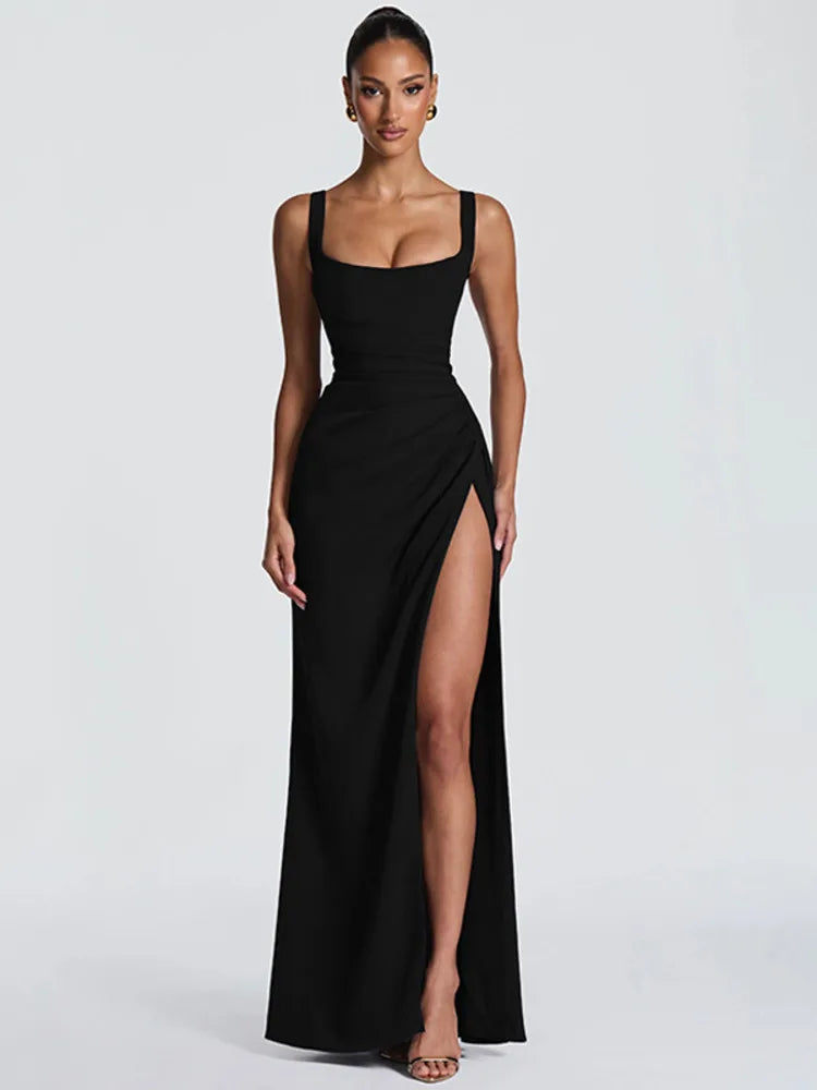 Elegant maxi dress with a slit design - Ian
