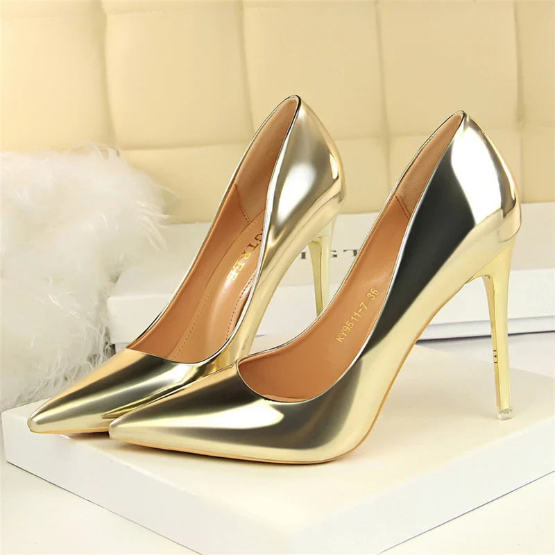 Shiny high heel shoes in various heights - Hailey