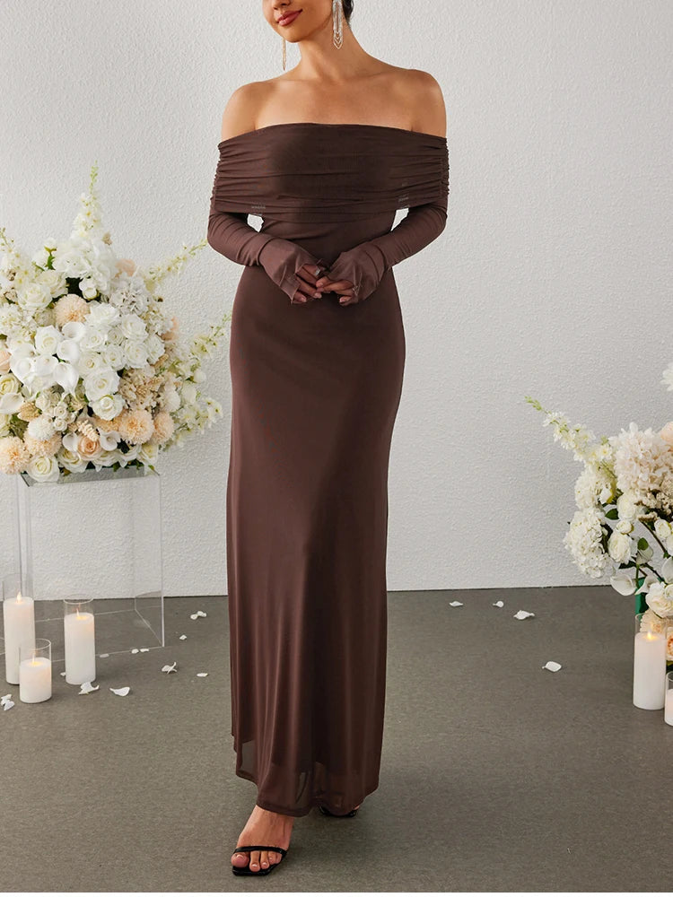 שמלת מקסי כתפיים חשופות - SHAY LI