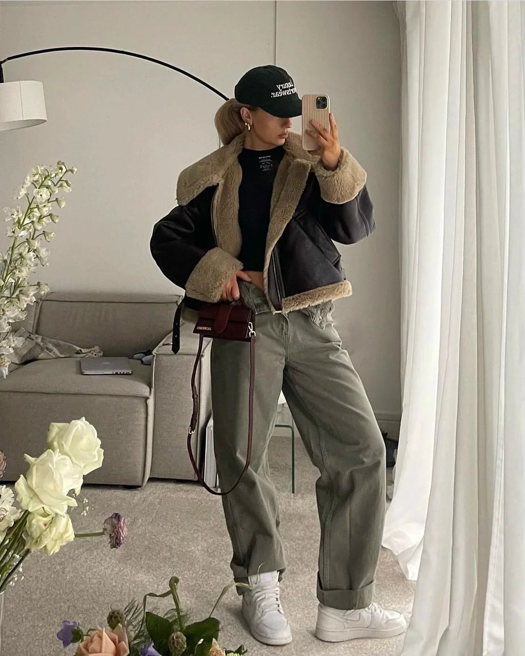 מעיל עור פרווה פנימית - קנדי