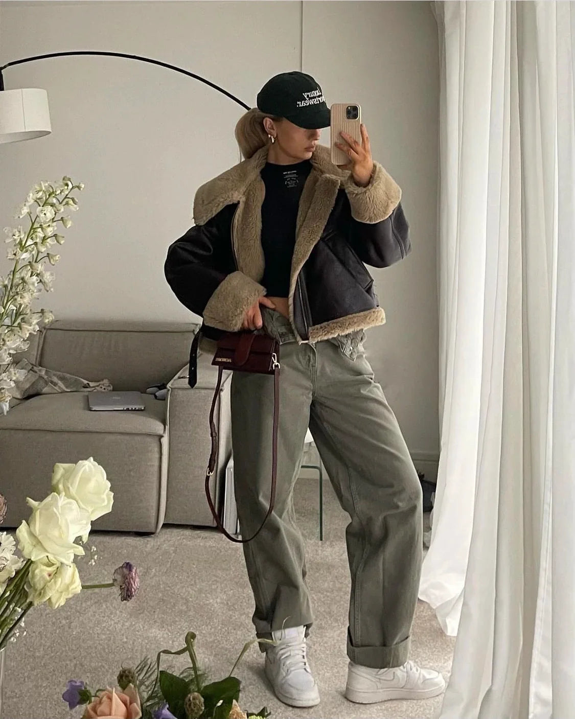 מעיל עור פרווה פנימית - קנדי