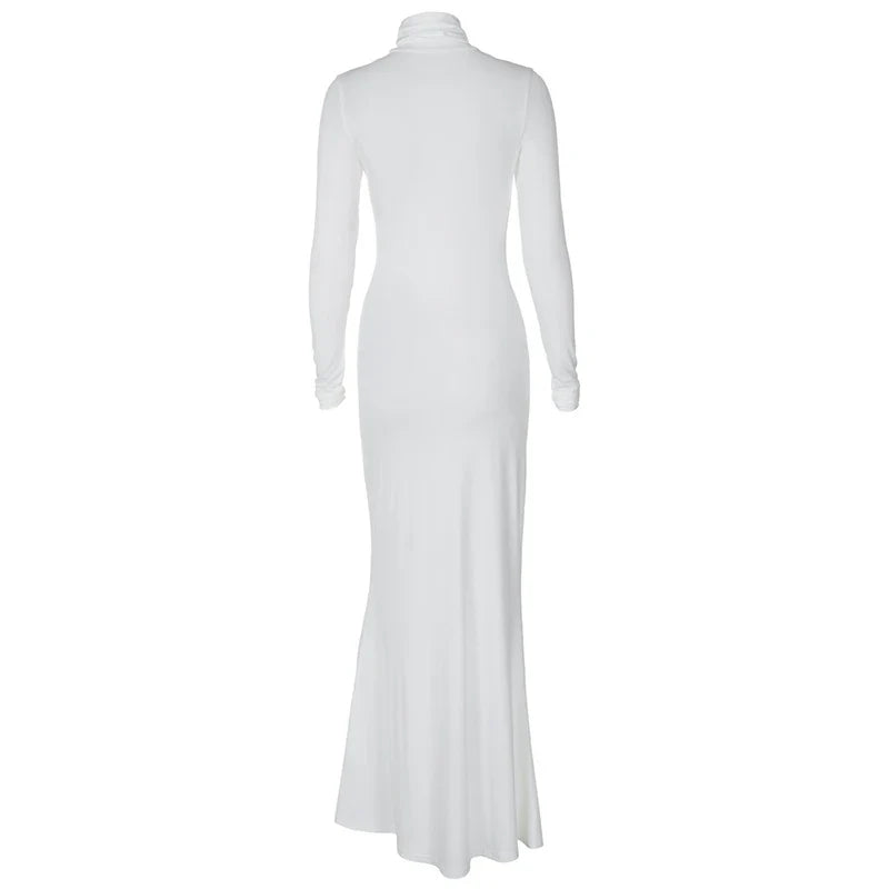 שמלת מקסי צנועה צווארון גולף - CALA