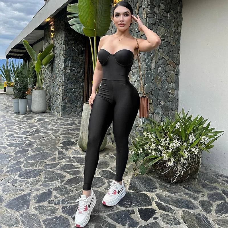 Shiny, shapely strapless jumpsuit - Lorelai