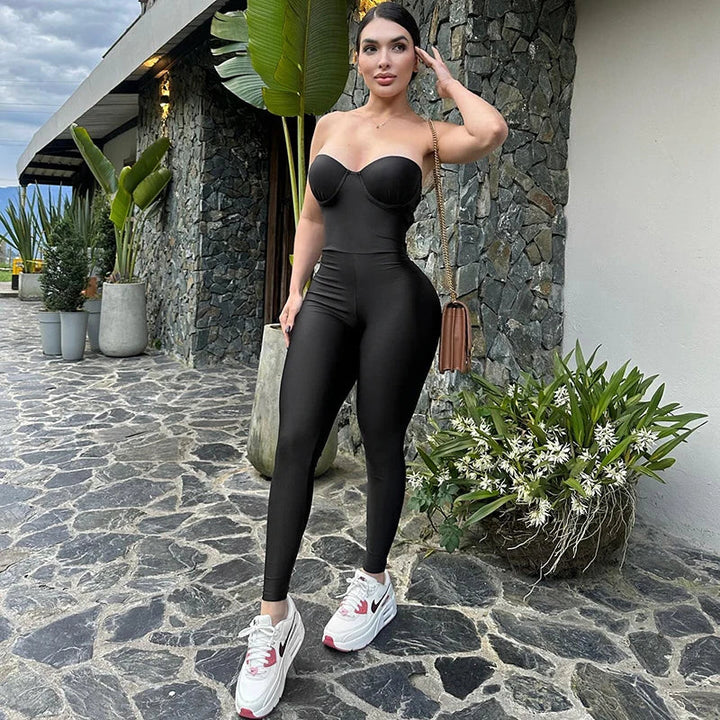 Shiny, shapely strapless jumpsuit - Lorelai