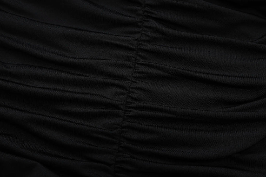 שמלת מקסי קולר כיווצים צמודה צווארון V גב פתוח - Jimena