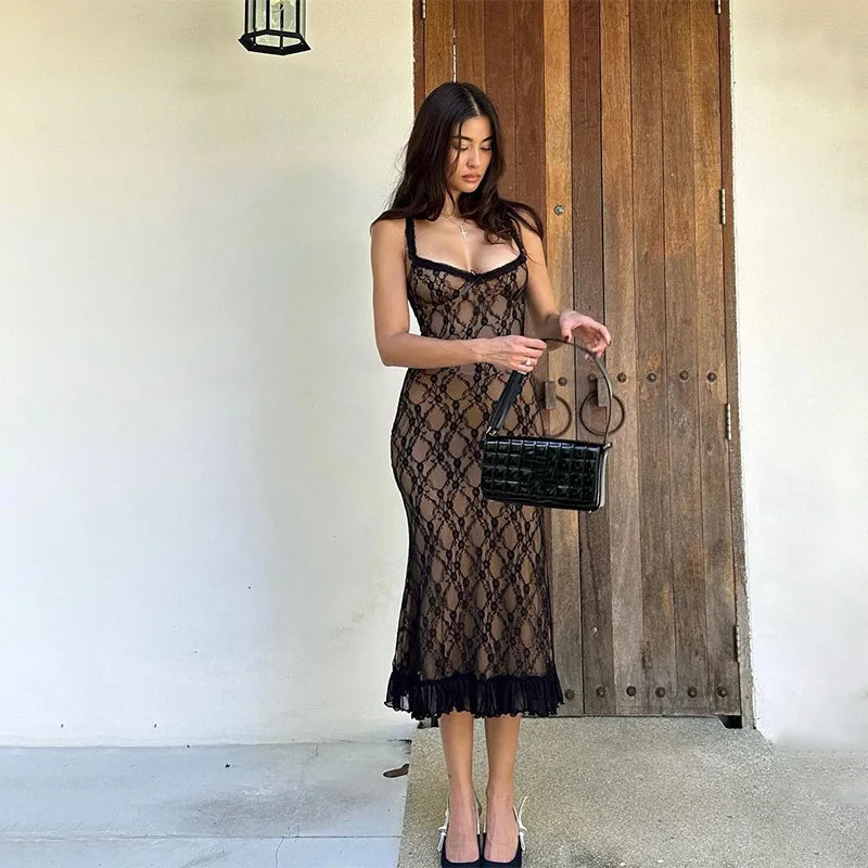 שמלת מידי תחרה בעיטור פפיון - רייצ'ל