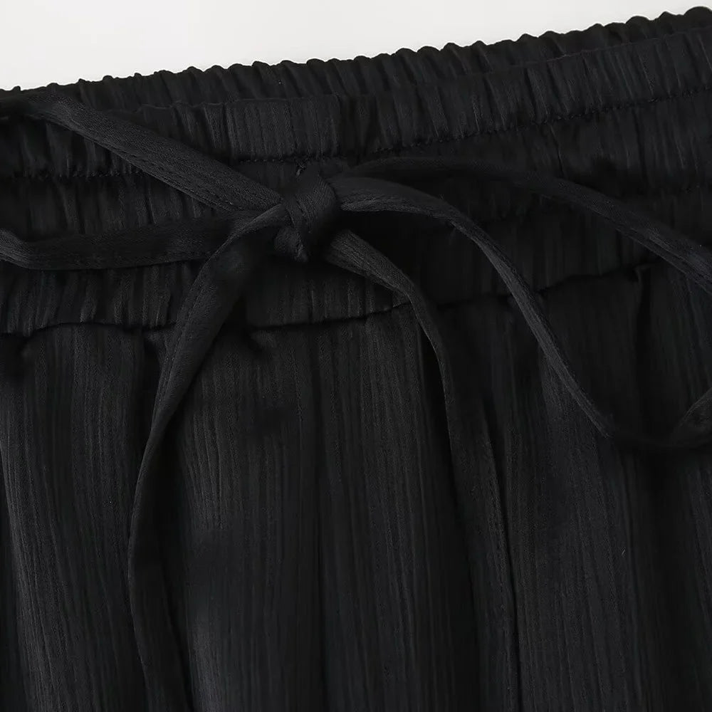 חליפת שני חלקים בד קרפ מבריק נעים מכנסיים ארוכים ובלייזר - ריקה