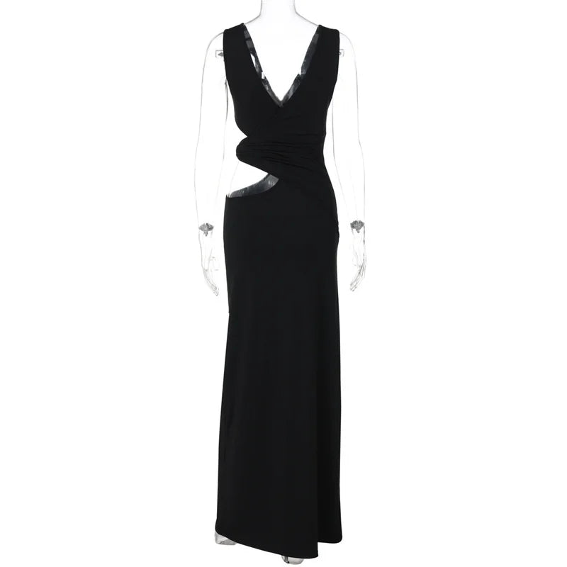 שמלת מקסי בעיצוב פתח בעיטור אבזם - ג'ני