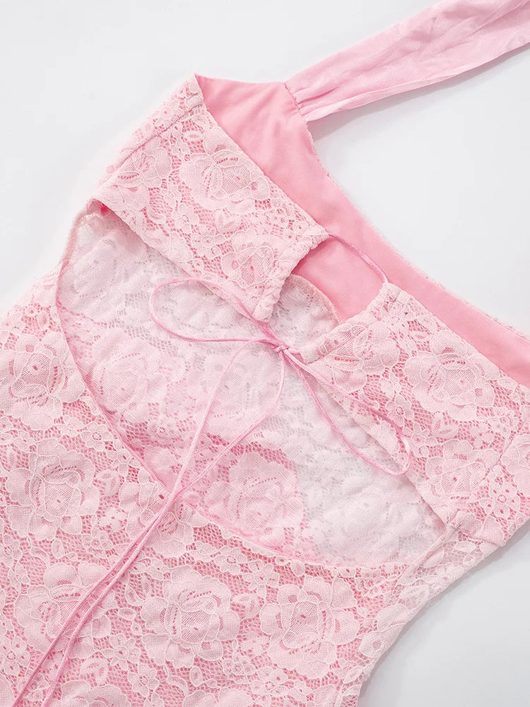 שמלת מיני סאטן בעיטור תחרה - יובליה