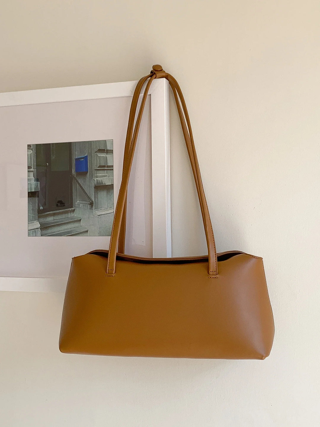 Faux leather bag with rectangular design