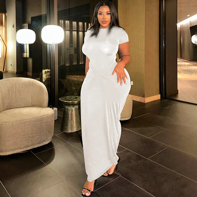 שמלת מקסי כיווצים בעיצוב קרוס - שיילה