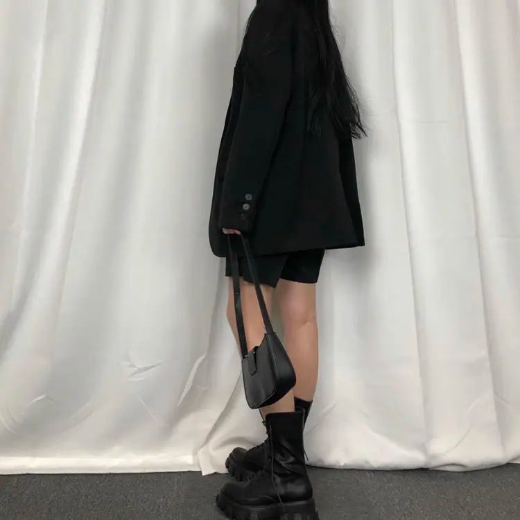 מגפי גשם דמוי עור בעיצוב שרוכים - מרטין