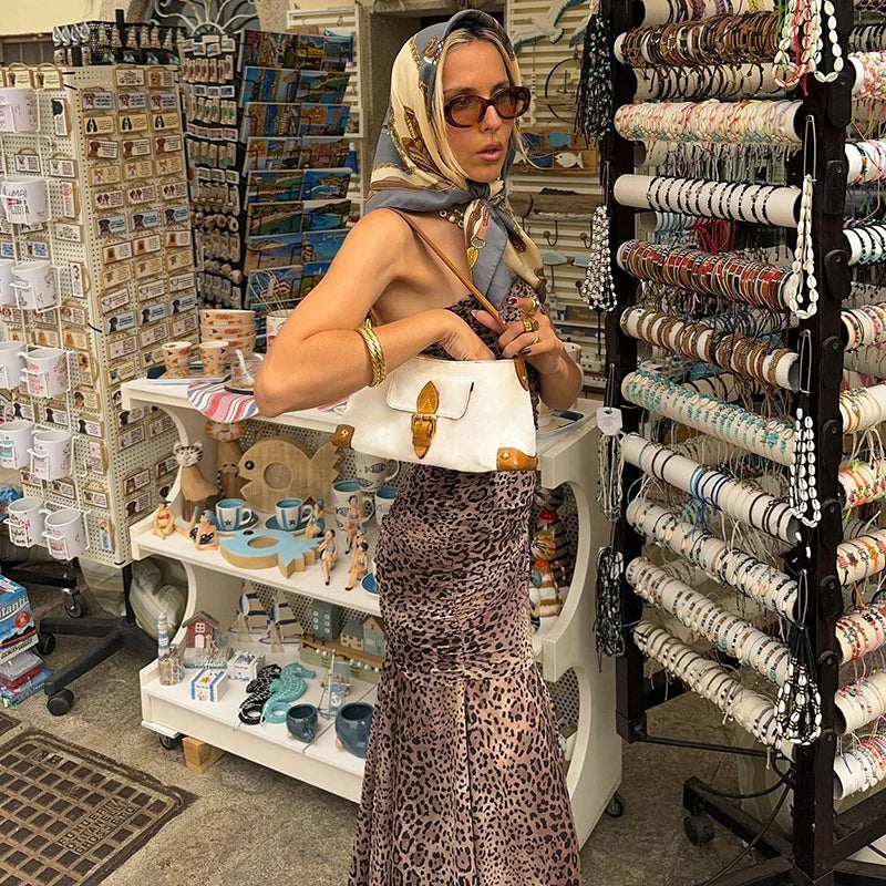 שמלת מקסי סטרפלס מנומרת - פרידה