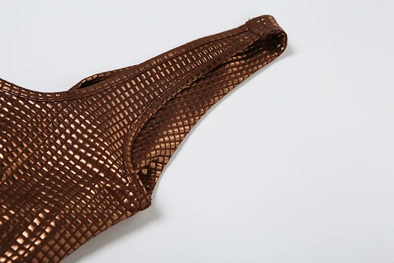 שמלת מקסי צמודה בעיטור ריבועים מנצנצים בעיצוב גב חשוף - Genesis