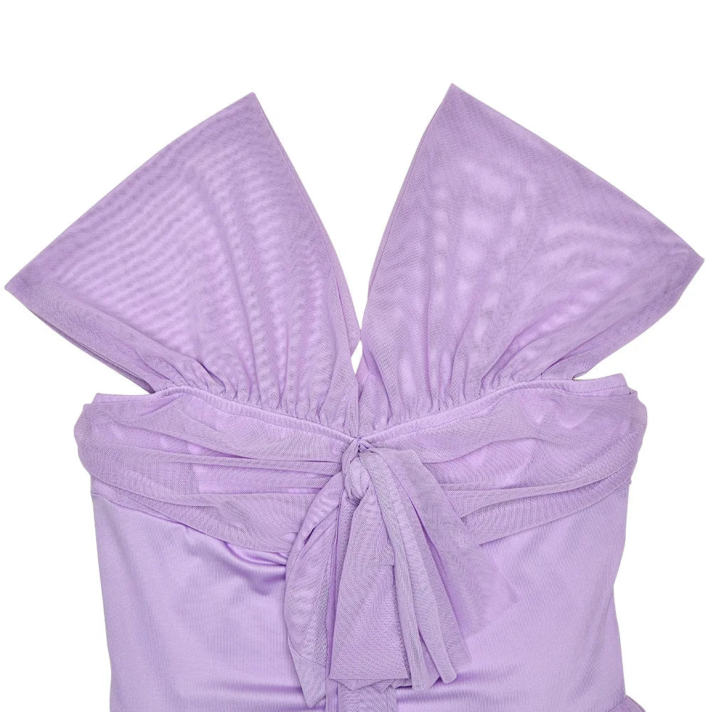 שמלת מיני שיפון בגזרת A כתפיים חשופות - Naya