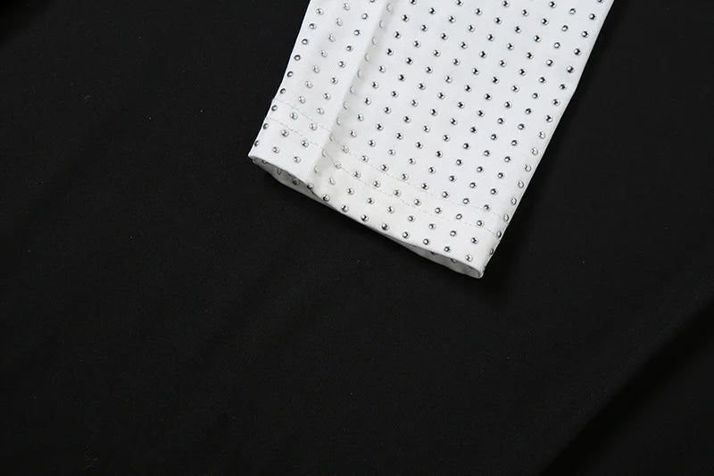 שמלת מקסי כתפיים חשופות בעיטור זרקונים מנצנצים וצעיף תואם - סנדרה