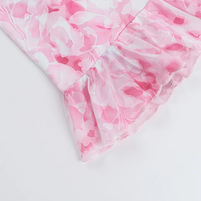 שמלת מיני סטרפלס פרחונית - סאמרי