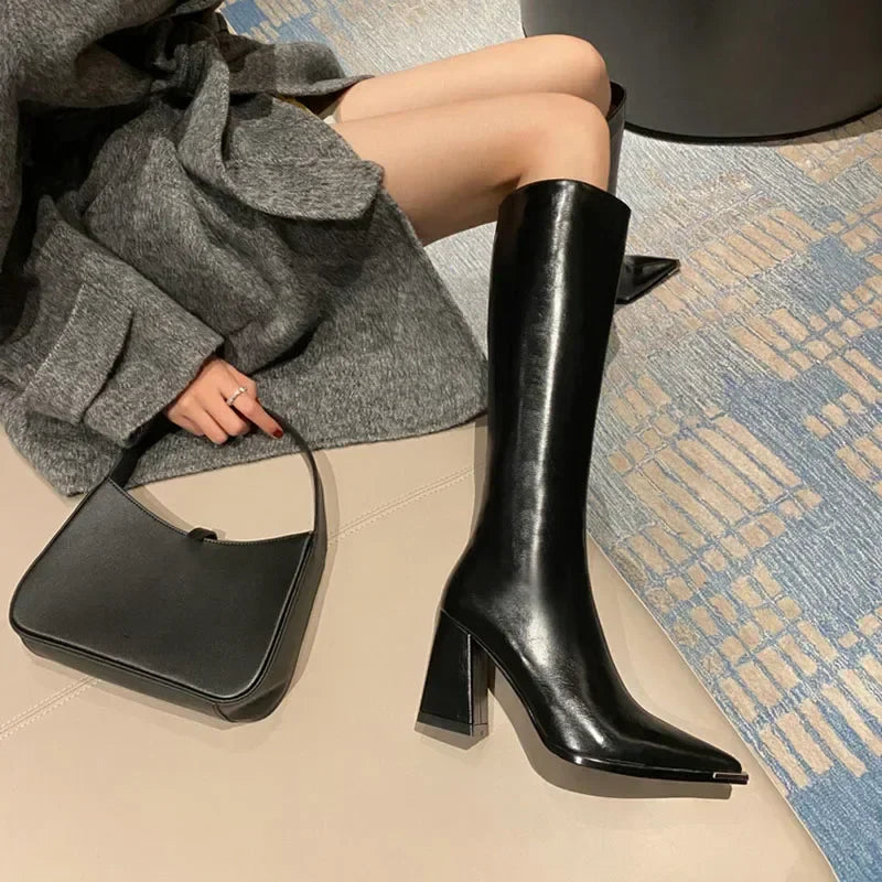 High heeled leatherette boots - Sally