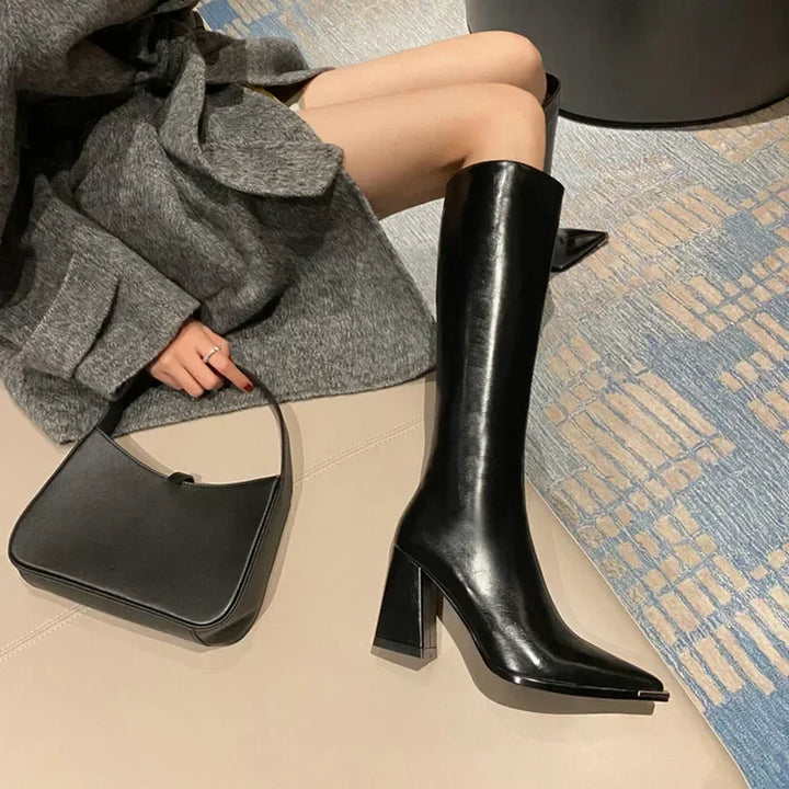 High heeled leatherette boots - Sally