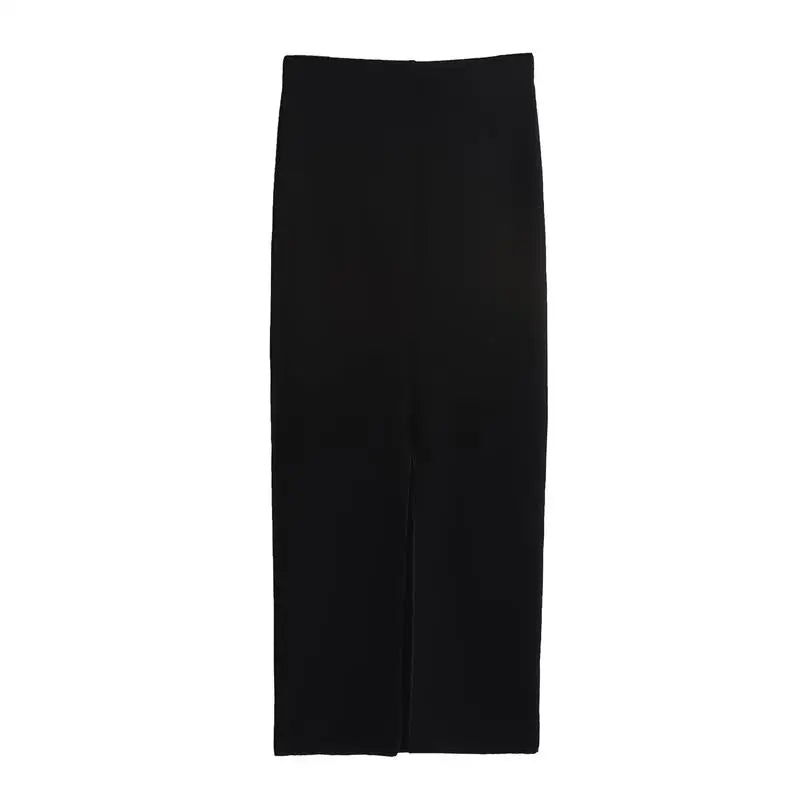 סט שני חלקים סרוג ווסט כפתורים וחצאית מקסי - פולינה