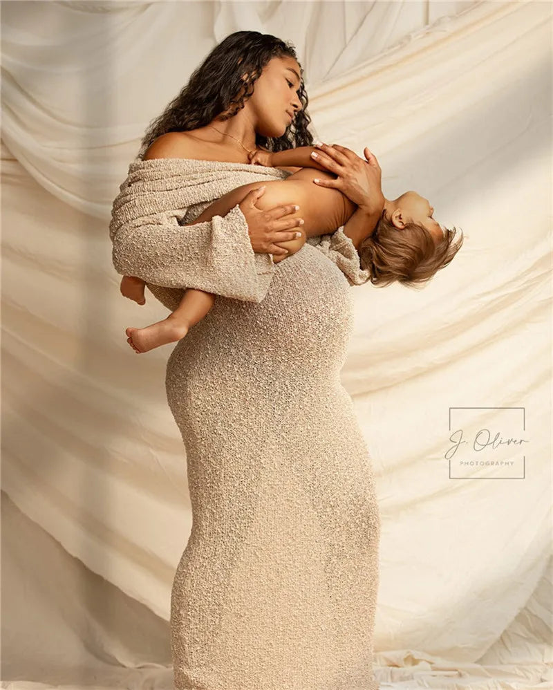 שמלת מקסי סרוגה כתפיים חשופות - אריקה