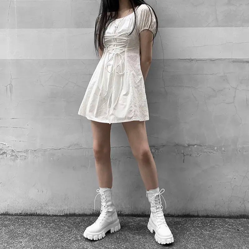 Faux leather rain boots with lace-up design - Martin