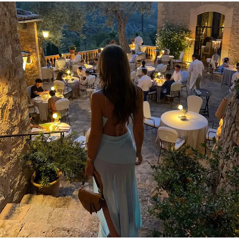 שמלת מקסי בעיצוב מיוחד בעיטור שסע - לימסול