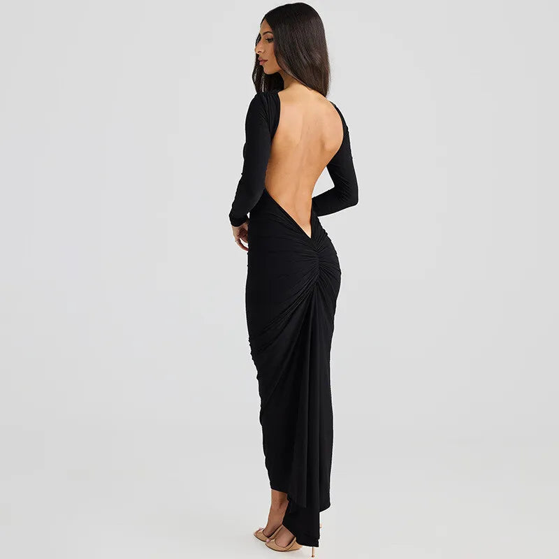 שמלת מקסי צמודה גב פתוח - קיקי